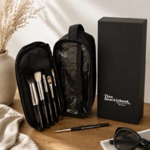 Double Layer Make-up Bag/Travel Brush case with 6 Brushes