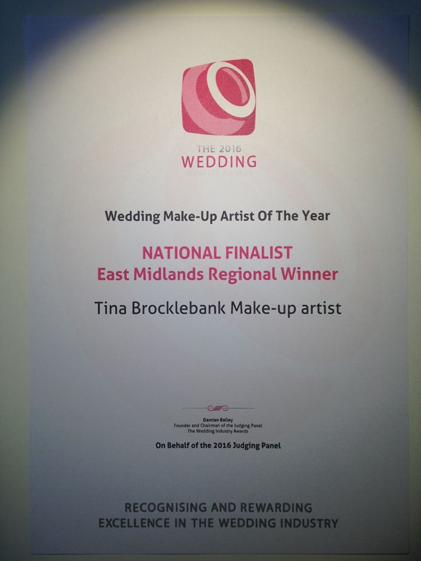 The Wedding Industry awards cert finalist