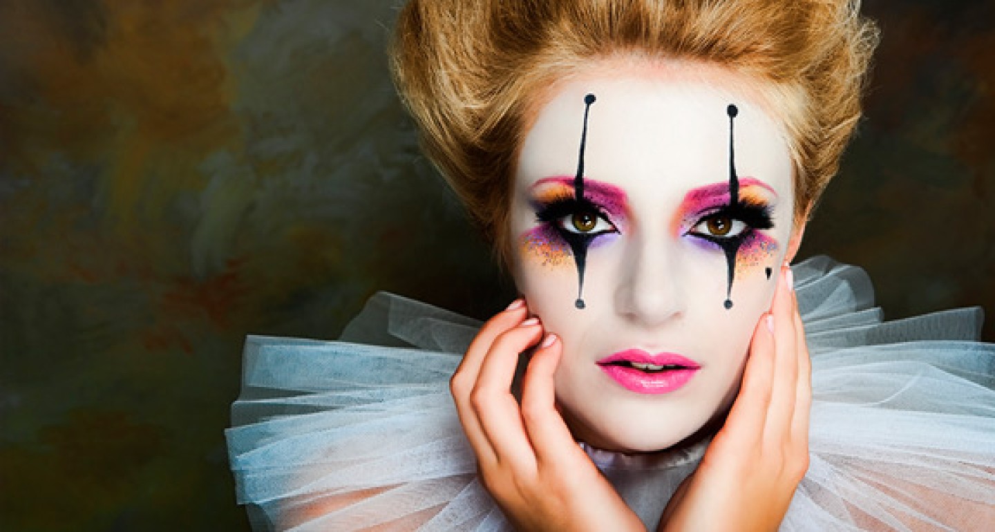 Harlequin makeup by Tina Brocklebank Makeup artist.