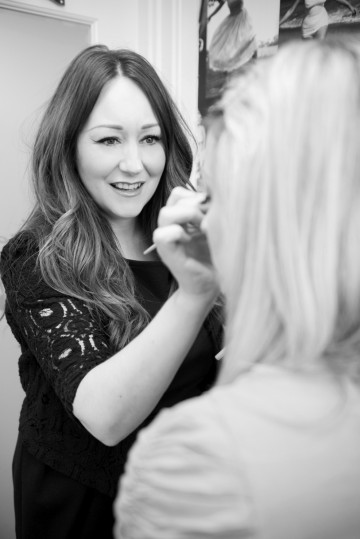 Tina Brocklebank applying make-up - Photo my Tracy Conway-Smith