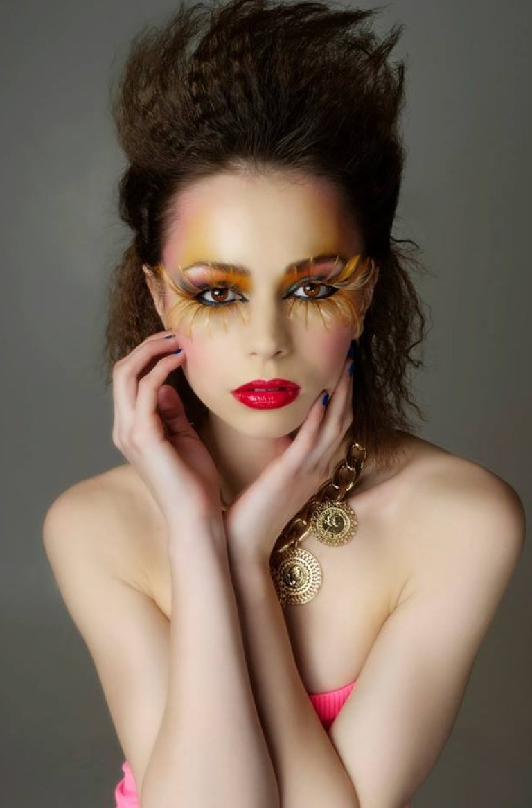 80s inspired makeup.