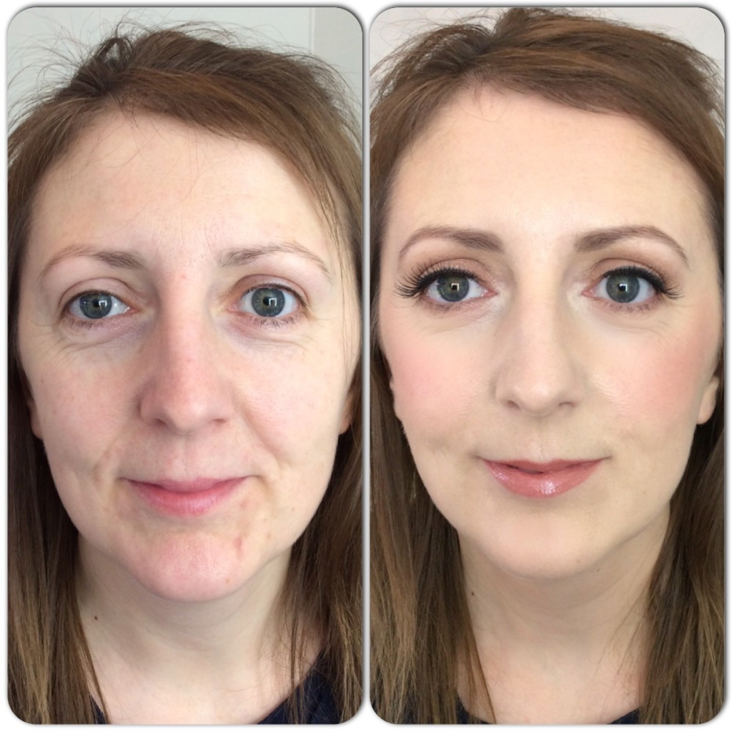 Before and after makeup by Tina Brocklebank